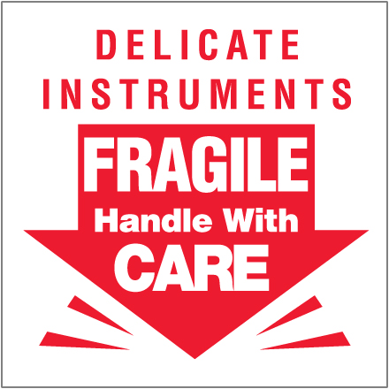 3 x 3" - "Delicate Instruments - Fragile" Labels