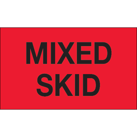 3 x 5" - "Mixed Skid" (Fluorescent Red) Labels