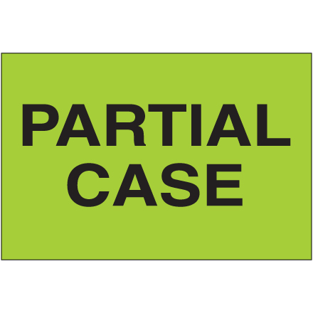 2 x 3" - "Partial Case" (Fluorescent Green) Labels