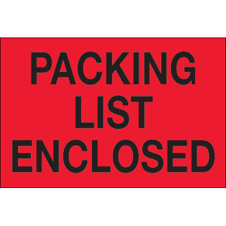 2" x 3" - "Packing List Enclosed" (Fluorescent Red) Labels