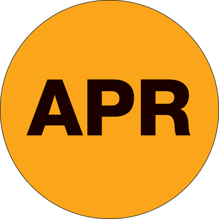 1" Circle - "APR" (Fluorescent Orange) Months of the Year Labels