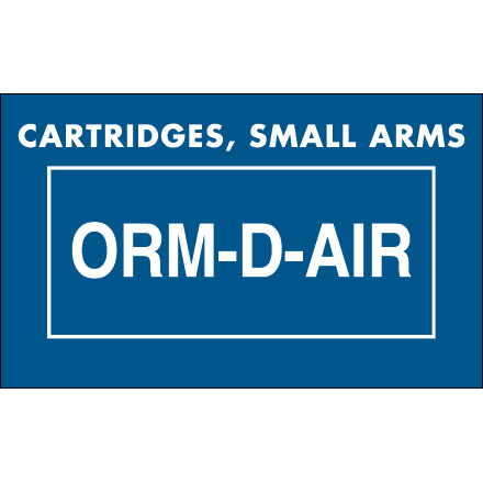 1 <span class='fraction'>3/8</span> x 2 <span class='fraction'>1/4</span>" - "Cartridges, Small Arms ORM-D-AIR" Labels